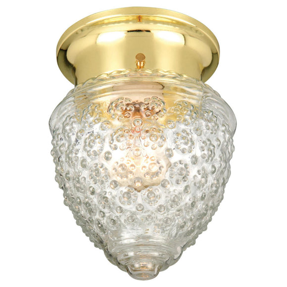 Design House Clear Glass Ceiling Fixture in Polished Brass 6.75-Inch by 5.25-Inch