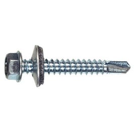 Sheet Metal Self-Drilling Screws With Washer, Hex Head, Zinc, 1/4-14 x 1-In., 1-Lb.
