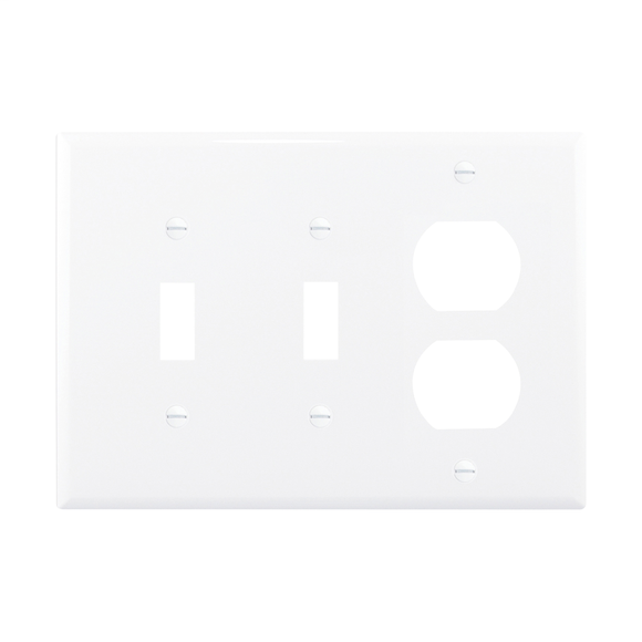 Eaton Cooper Wiring Devices PJ28W 3-Gang White Polycarbonate Medium Combination Wallplate (White)