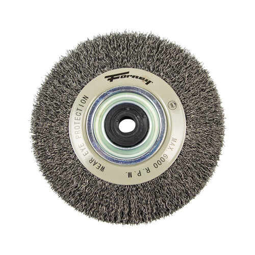 Forney Industries Command PRO Wire Wheel, Crimped, 6 in x .014 in x 1/2 in - 5/8 in