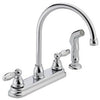 Kitchen Faucet, Arc, With Spray, Chrome, 2-Lever Handle