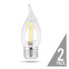 LED Light Bulbs, High-Powered Flame Tip, Clear, 500 Lumens, 6-Watts, 2-Pk.