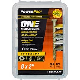 Power Pro One Interior Screws, Flat Head, Zinc-Plated, #8 x 2-In., 122-Pk.