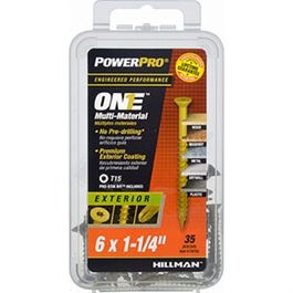 Power Pro One Exterior Screws, Flat Head, Bronze Epoxy Coated, #6 x 1-1/4-In., 35-Pk.
