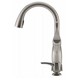 Mazz Pull Down Kitchen Faucet With Soap/Lotion Dispenser, Stainless Steel