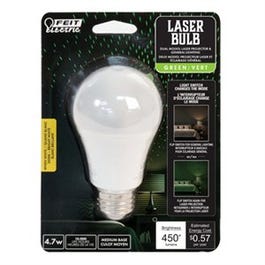 LED Light Bulb, A19, Green Laser, 450 Lumens, 4.7-Watt