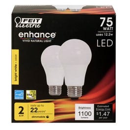 LED Light Bulbs, A19, Warm White, 1100 Lumens, 12.2-Watts, 2-Pk.