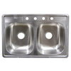 Hydros stainless steel sinks 8 in. 4 Hole Stnls Steel Double Bowl Sink