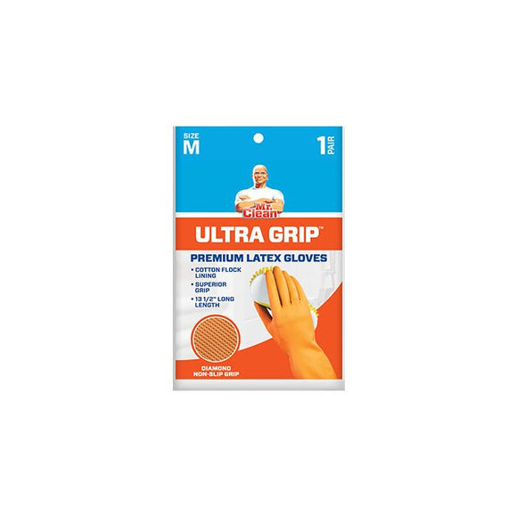 Mr. Clean 243036 Ultra Grip Latex Gloves With Grippers, Medium , 1 Pair