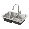 American Standard Montvale® 33 x 22-Inch Stainless Steel Double-Bowl Kitchen Sink Kit