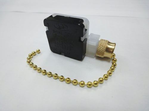 NSi Industries 75111CQ 6/3 Amp 125/250-Votl AC Off-On-On-On Circuit Function SP3T Pull Chain Switch with Cord, Brass Actuator