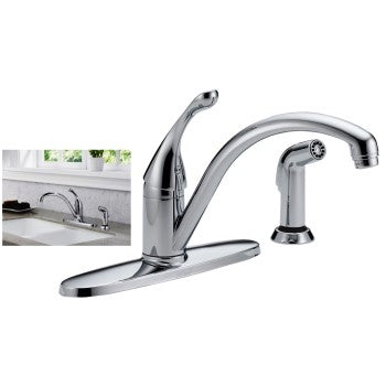 Delta Faucet 440DST Single Handle Kitchen Faucet w/Spray, Chrome Finish