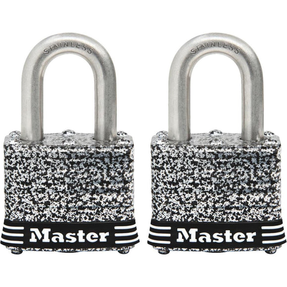 Master Lock 1-9/16 In. W. Weather Coated Laminated Steel Keyed Alike Padlock (2 Pack)