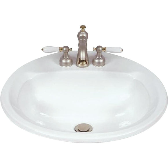 Mansfield Maverick I Round Drop-In Bathroom Sink, White