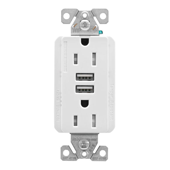 Eaton Combination Usb Charger With Duplex Receptacle 15A 125V