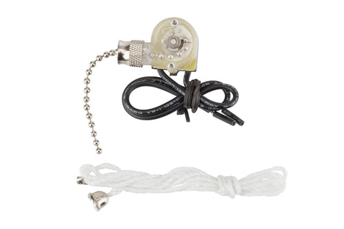 NSI Industries 75102CW Pull Chain Switch, On Off Circut Function, SPST, Nickel Actuator, 6/3 amps at 12
