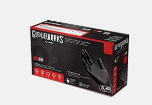 Ammex Gloveworks® Black Nitrile Industrial Gloves Latex Free