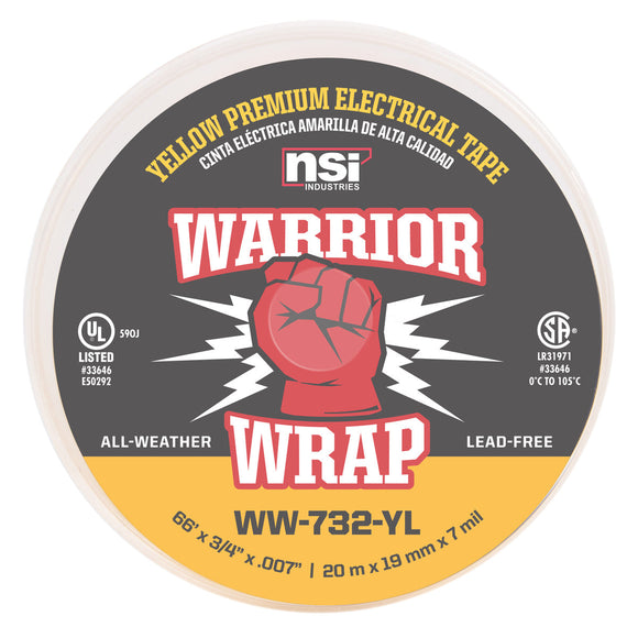 NSI Industries Professional Yellow Vinyl Electrical Tape, 7mil, 66ft Long